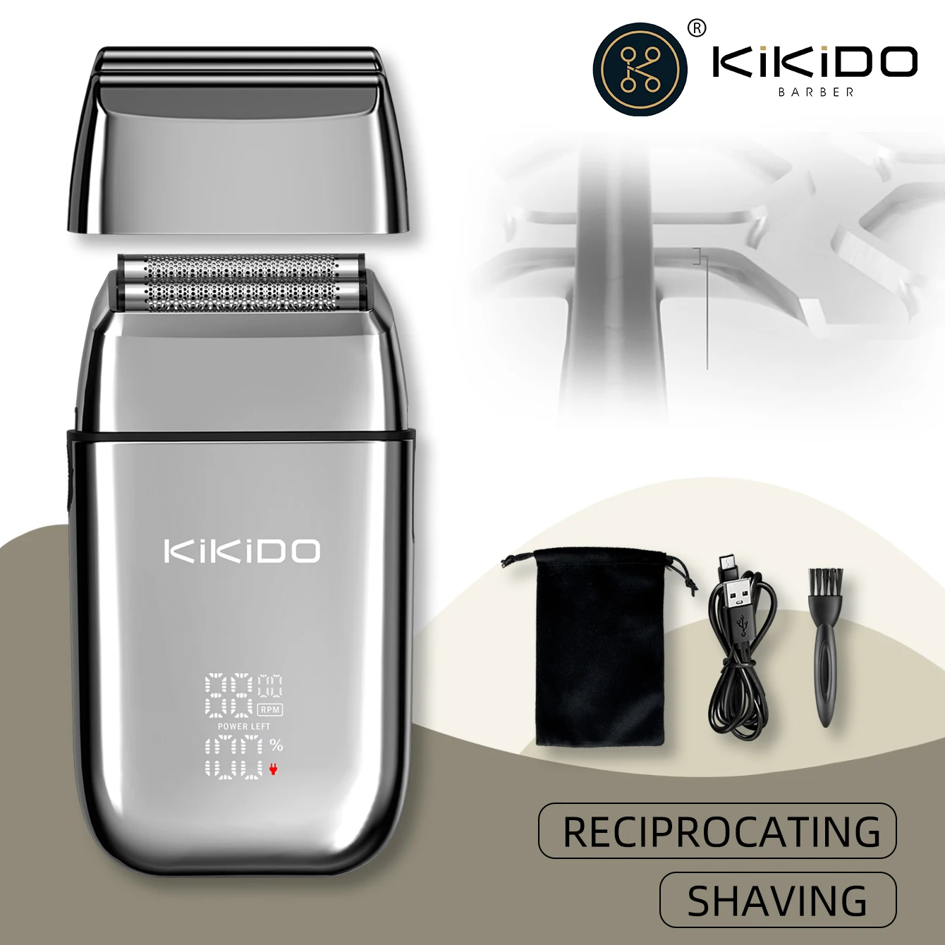 KIKIDO Electric Shaver for Men Professional Men's Metal Shell Razor 8500 RPM Rechargeable Beard Trimmer Shaving Machine KK-TX2