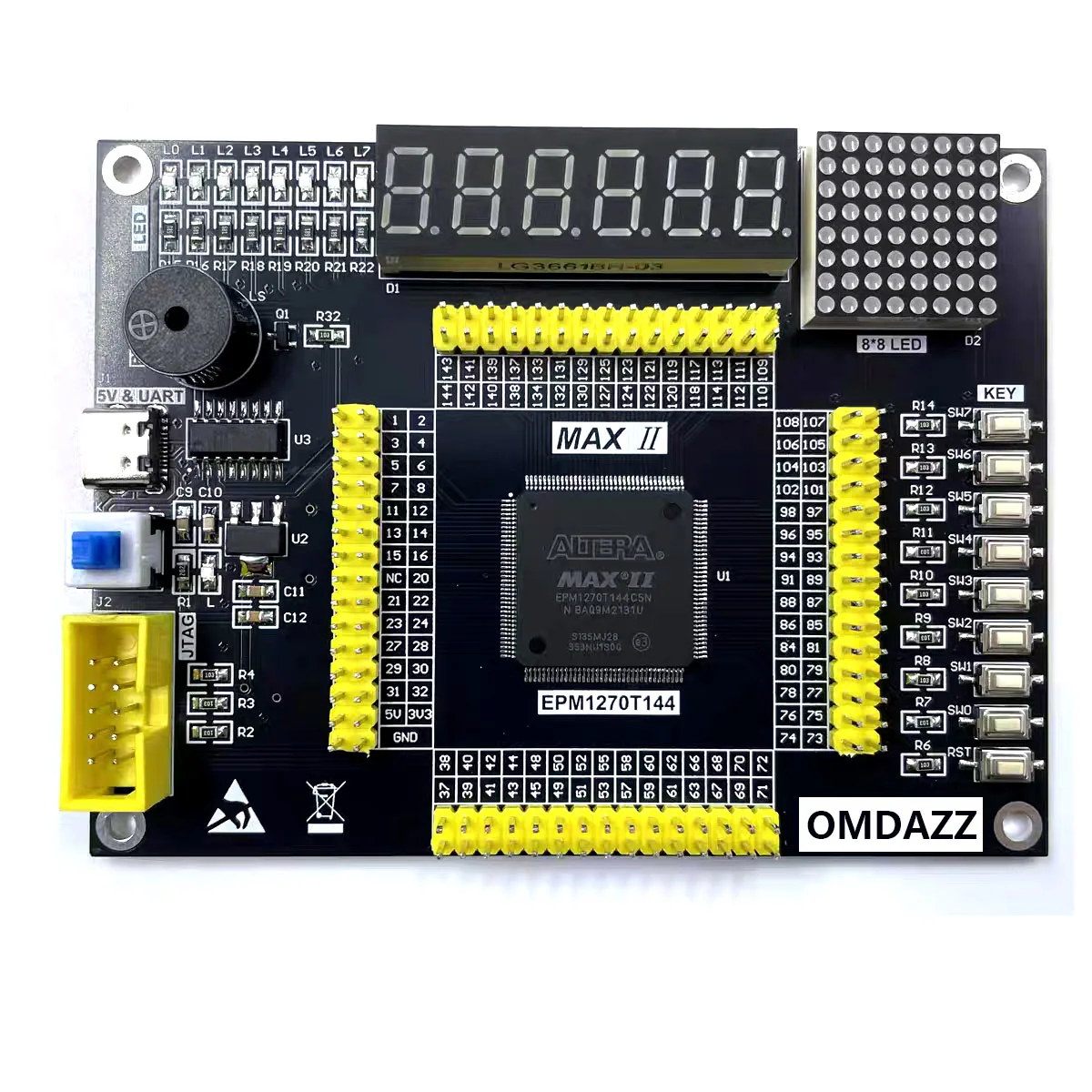 

Educational DIY Kit Electronic FPGA PCB Demo Board Altera MAXII CPLD EPM1270 with UART Dot Matrix Display