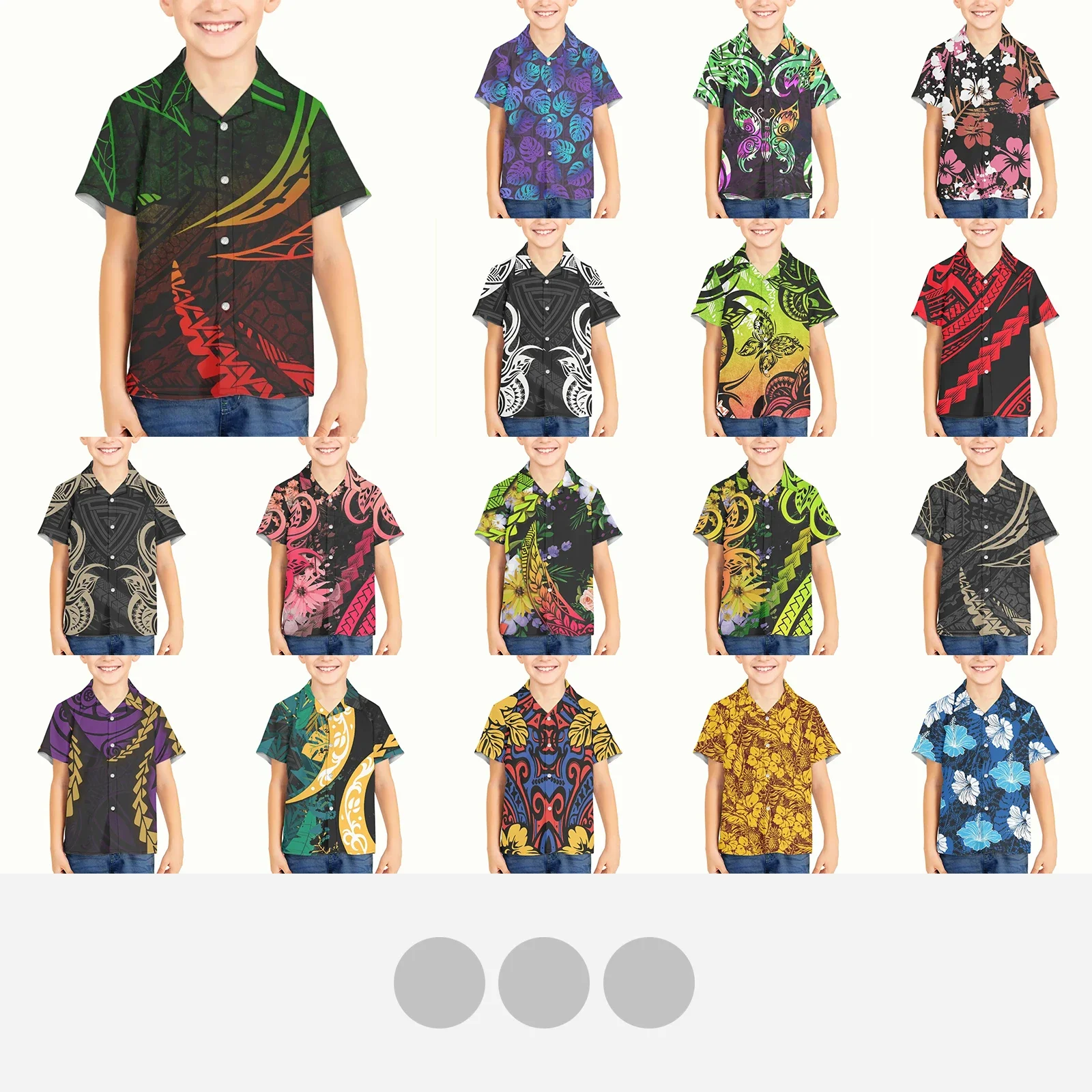 Polynesian Tribal Tongan Totem Tattoo Tonga Prints Hot Sale Children Shirts Casual Short-sleeved Boys Shirts For 3-16 Years Baby