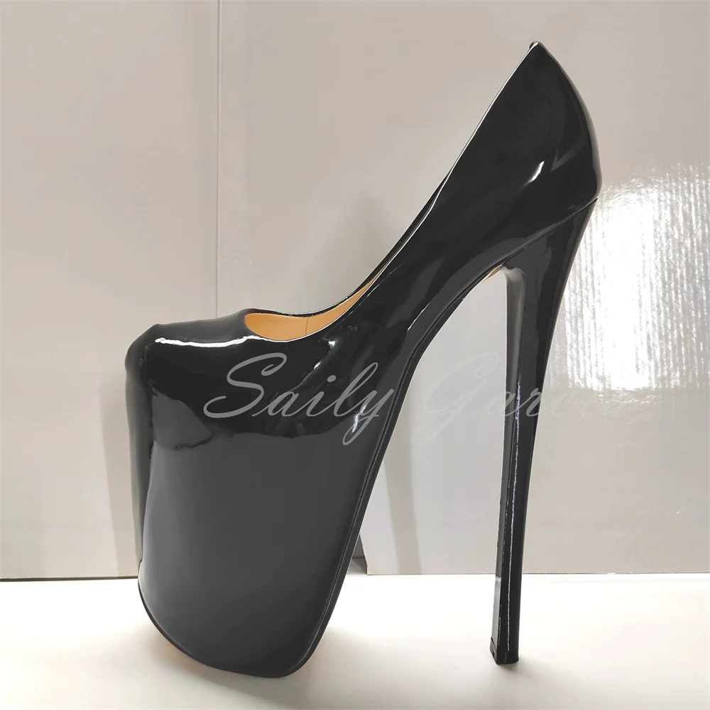 

New Ultra High Slim Heel 22cm Green Candy Colored High Heels Women Round Toe Platform Plus Size Sexy Model Dress Dance Shoes