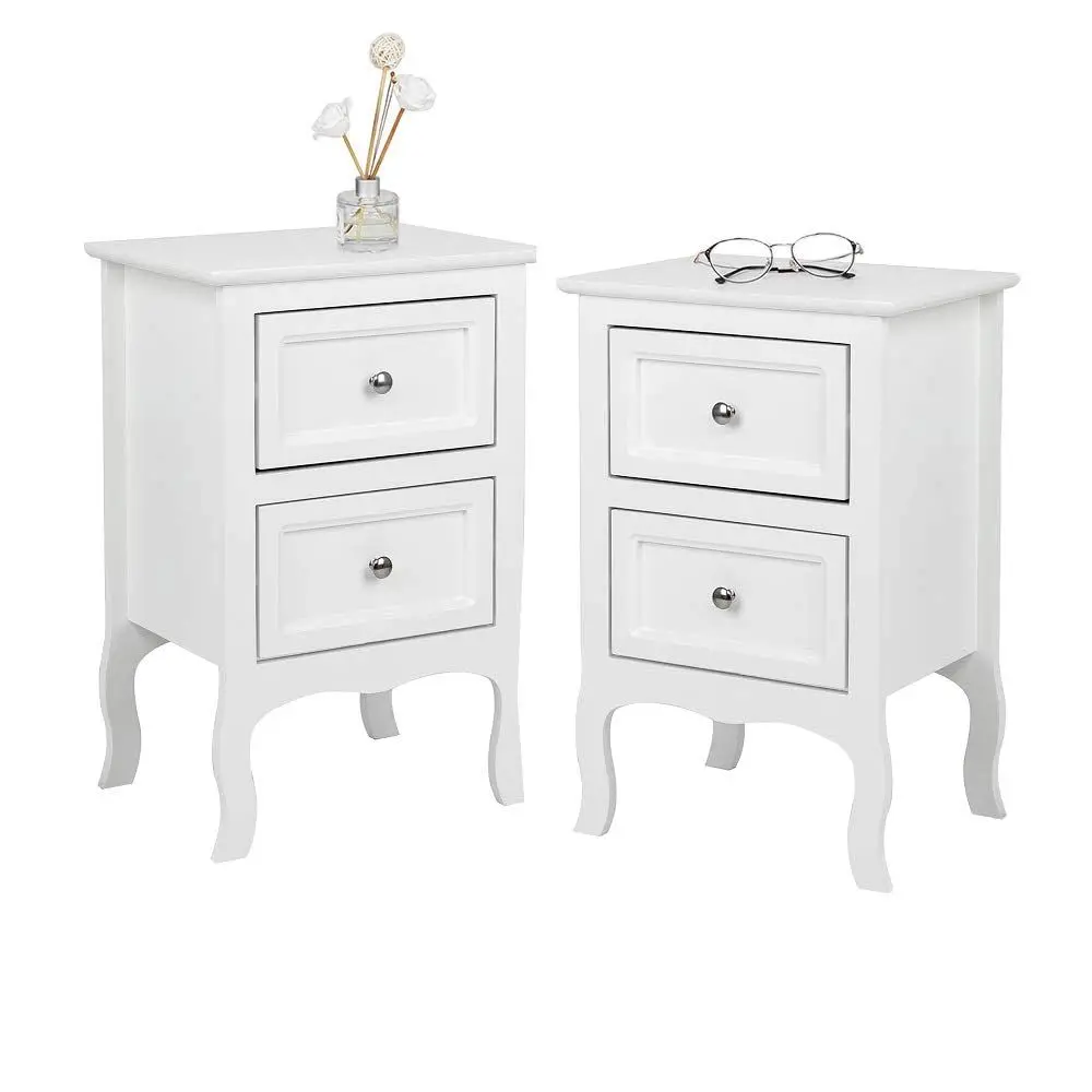 

White Nightstand Set of 2, Nightstands with 2 Drawers, Bed Side Table Night Stand, Small Nightstand for Bedroom, Small Spaces,