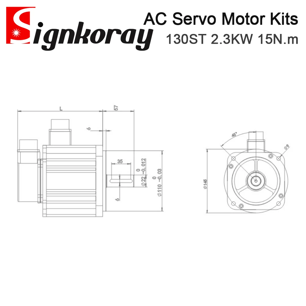 SignkoRay 2.3KW 15N.m AC Servo Motor Driver Kits 130ST 1500RPM 220V 9.5A for Industrial Control L3N-50D +130ST-M15015