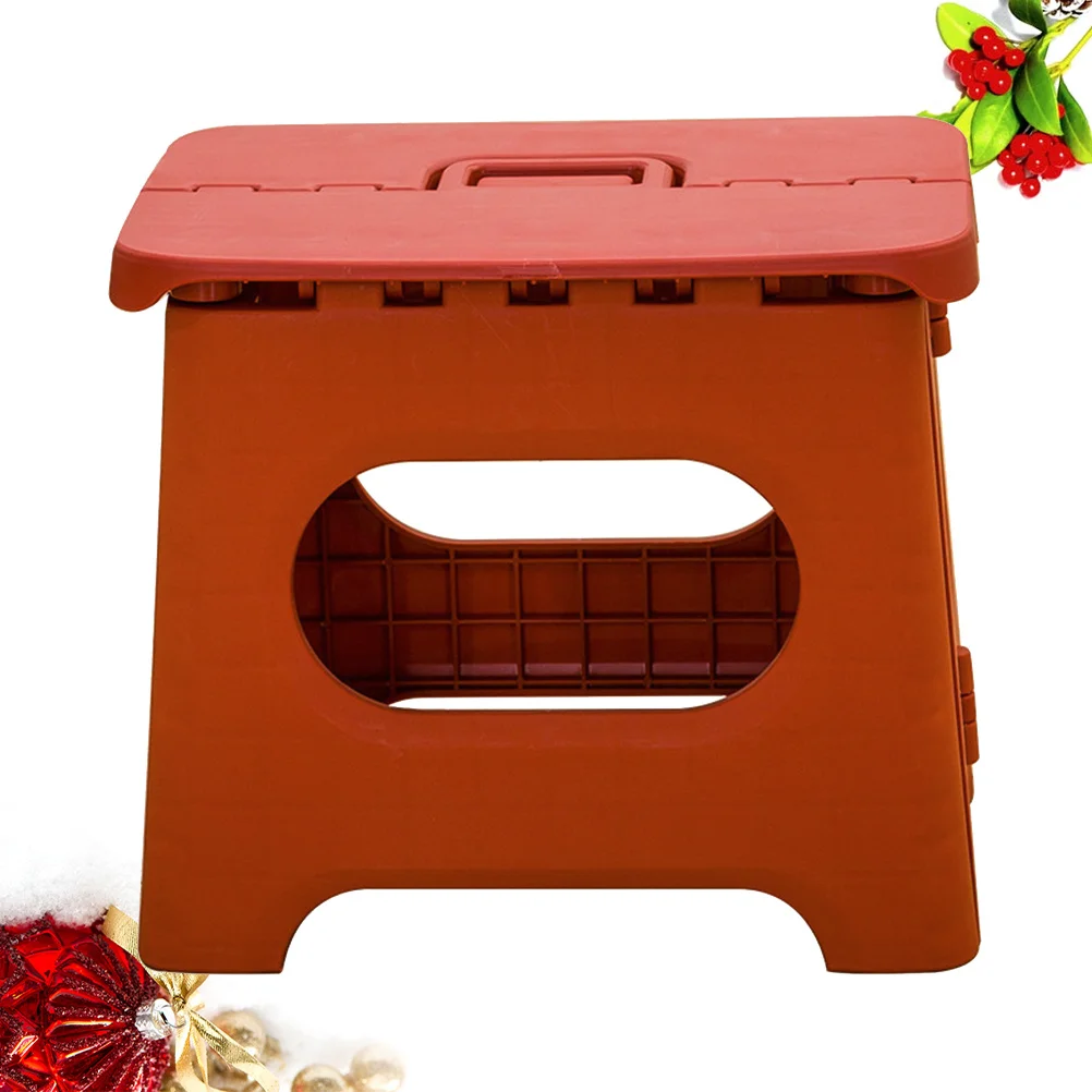 1pc Small Foldable Stool Lightweight Pp Folding Bench For Home Bathroom Travel Use Red Home Foldable Stool