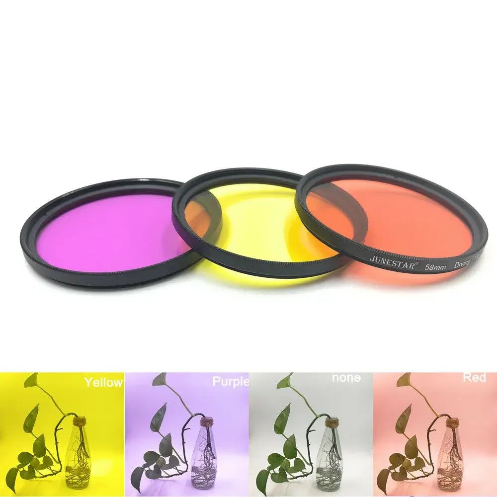 37 52 58 67mm Diving Filter Red Yellow Purple Color Filters for Camera Nikon Top