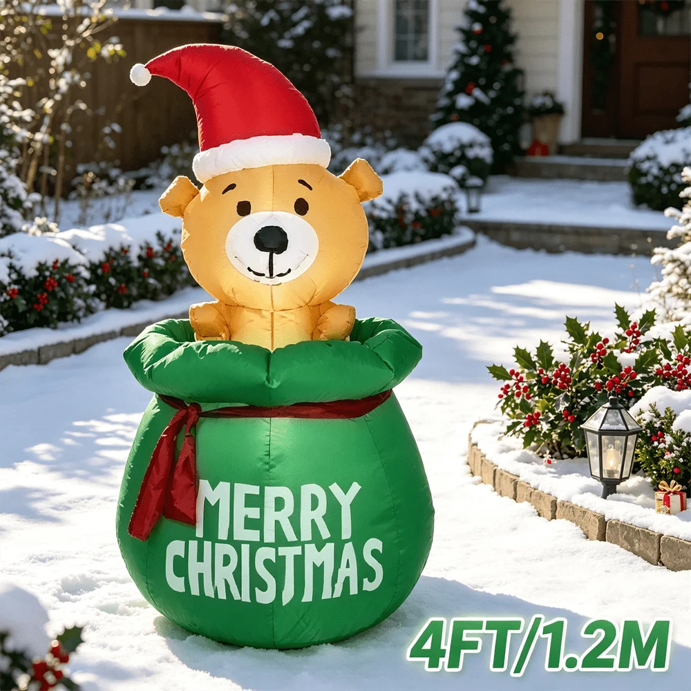 4ft-inflatable-toy-christmas-teddy-bear-in-green-gift-bag-with-santa-hat-merry-christmas-build-in-led-light-yard-decoration