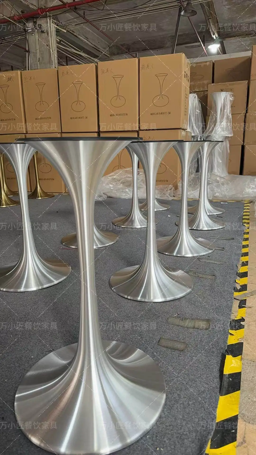 Stainless Steel Negotiation Table Legs Small Waist Table Feet Round Table Light Luxury Horn Base Rock Slab Tulip Edge Few Bracke