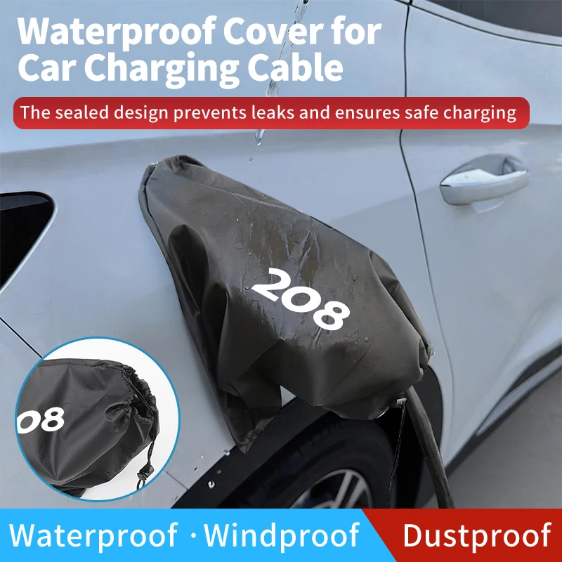 Car Oxford Cloth Charging Gun Rain Cover Charger Plug Cover Accessories For Peugeot 208 407 508 2008 5008 107 106 205 4008 301