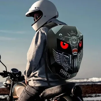 Şövalye bisiklet LED sırt çantası göz motosiklet kask Bluetooth APP kontrolü ile su geçirmez sert kılıf dizüstü bilgisayarlar serin çanta LED Mochila