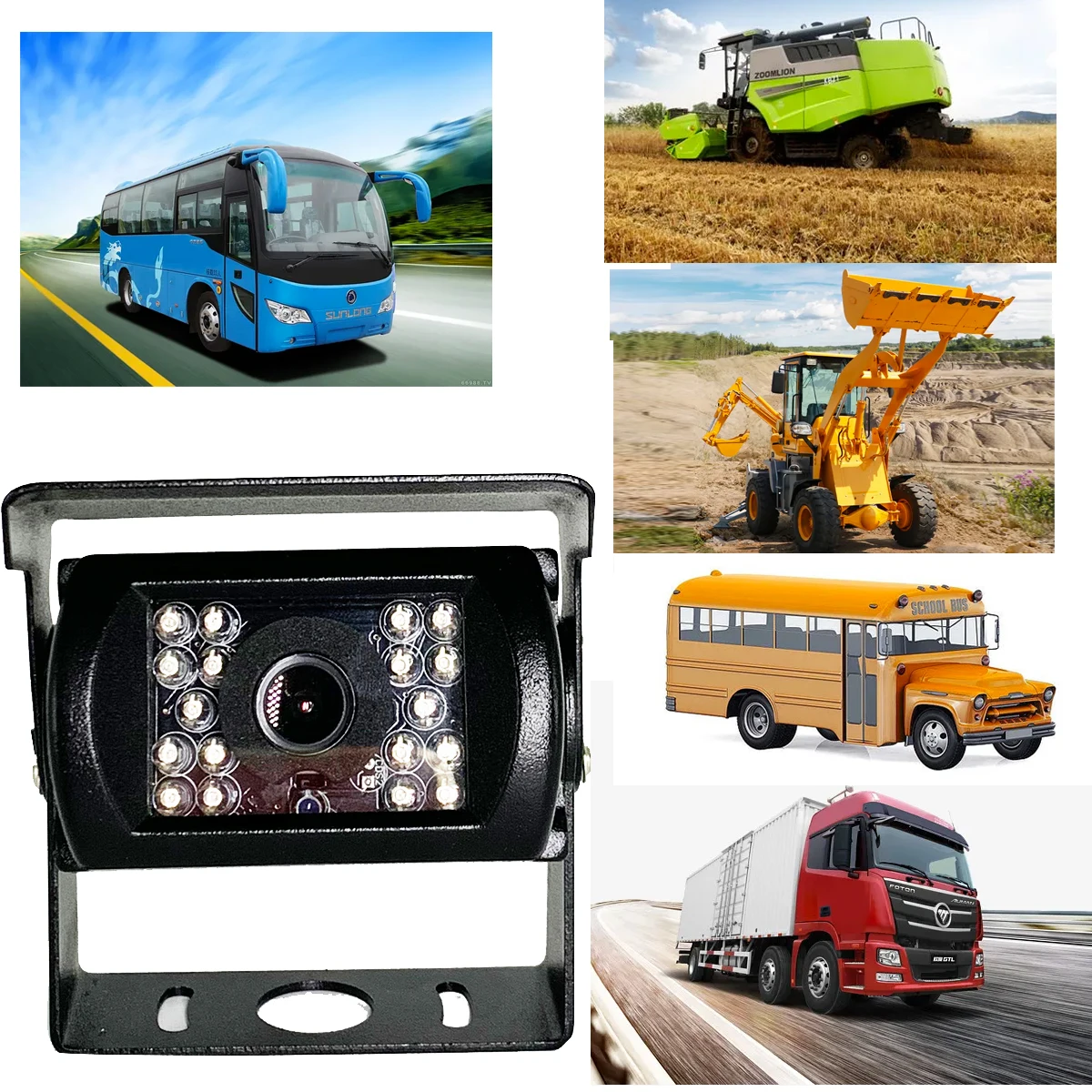 12-24V Vehicle Car Rear View Camera For Truck  Bus Trailer IR Night Vision Waterproof 18 IR LED Night Vision Reverse Camera