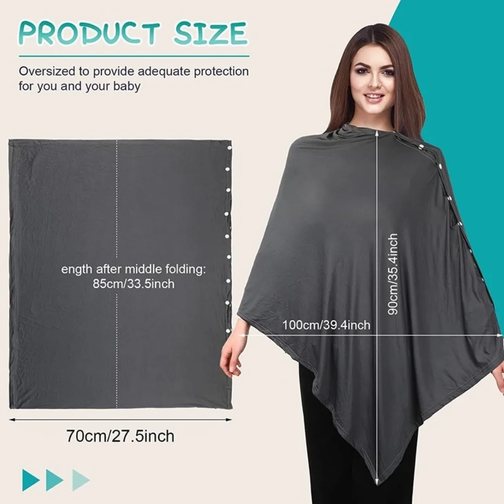 Stylish Comfortable Maternal Nursing Covers Soft Button Nursing Scarf Stroller Blanket Adjustable Breastfeeding Blanket Outdoor