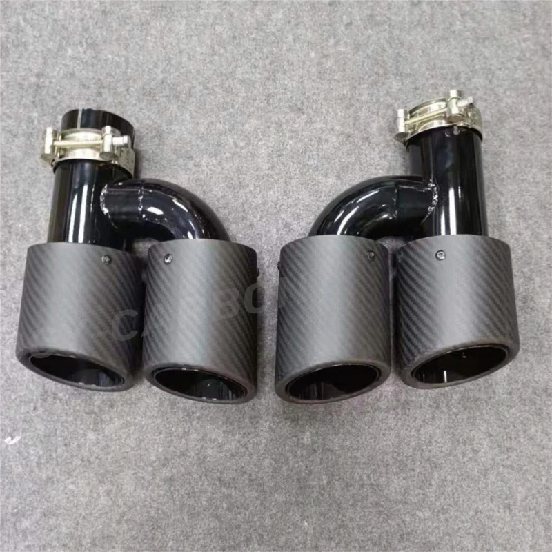 

JCYECF Carbon Fiber Look Exhaust Tips Stainless Steel Car Exhaust Muffler Tip Pipes OO-OO For Audi Car Accessories