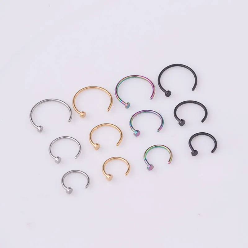 6pcs/lot Punk Jewelry Fake Nose Rings Hoop Lip Nose Rings C Shape Small Thin Non-Piercing Jewelry for Women Men view 6