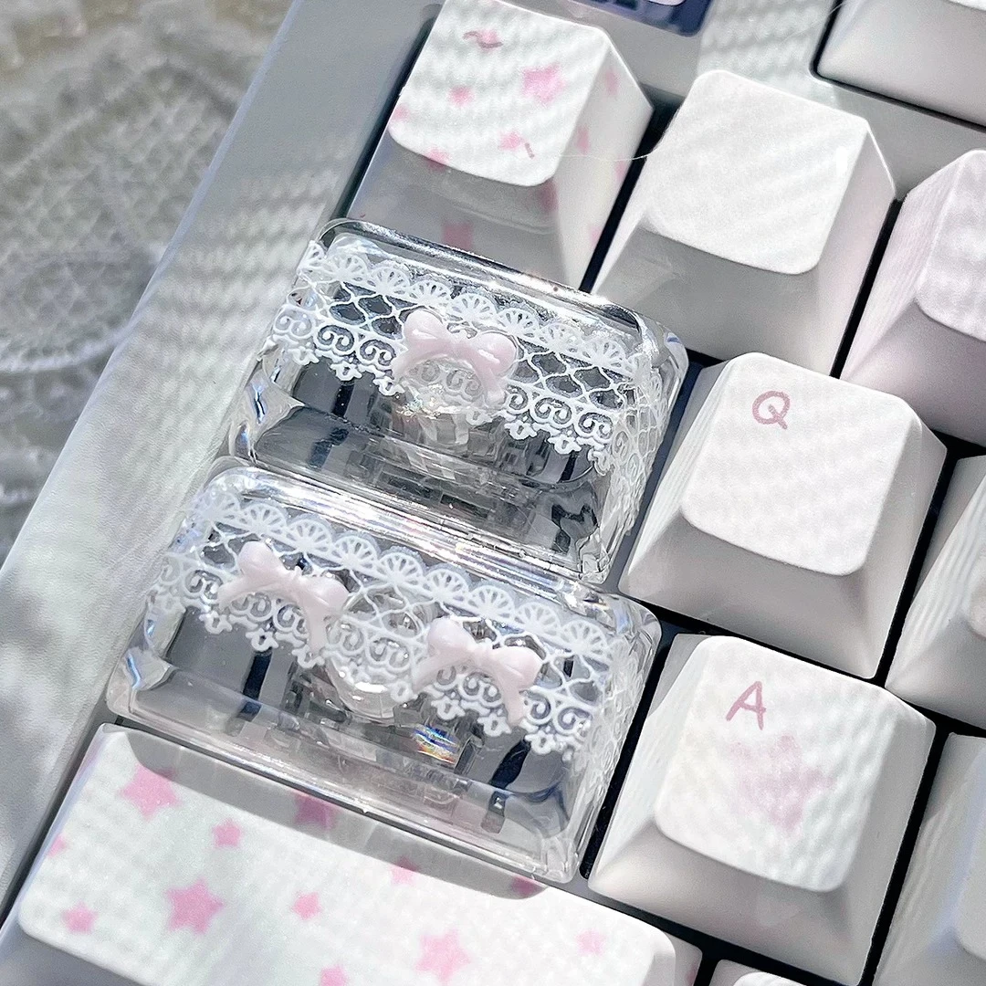 Gaming Keyboard Magnetic Switches - レースリボンをモチーフにしたキーキャップセット、レジン製XDAプロファイル、MXスイッチ対応、カスタムオリジナルハンドメイド、メカニカルマグネティックスイッチキーボードDIY用