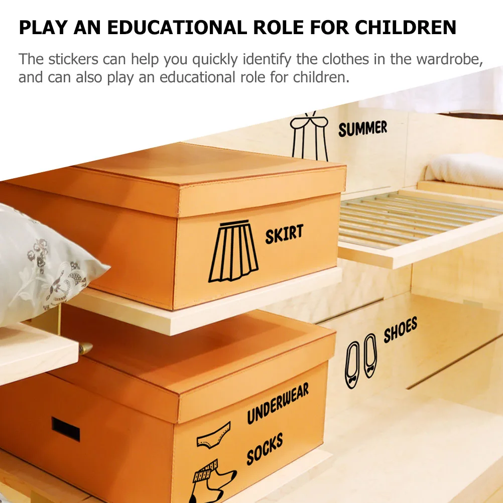 

3pcs Clothing Category Stickers Clothes Organization Label Decal For Kids Wardrobe Sort Stickers Home Nursery Room Decor Wall