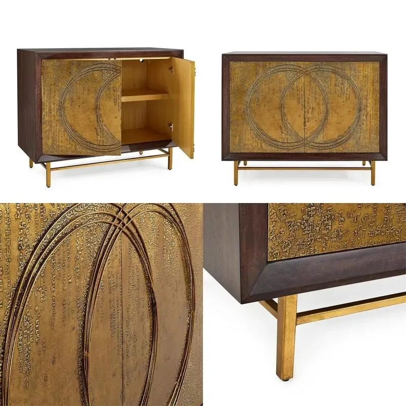 Industrial Modern Display Cabinet Texture Double Door Living Room Wooden Storage