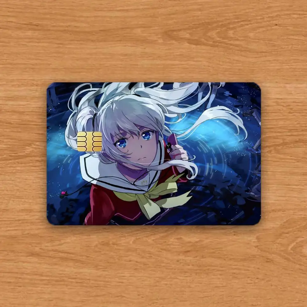Anime Charlotte Credit Card HD Stickers Game Card Decal Card Matte Film Skin Small Chip Waterproof Sticker