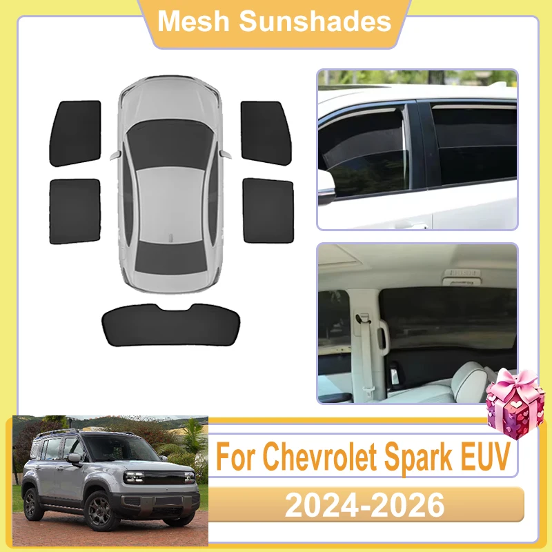 For Chevrolet Spark EUV Accessories Baojun Yep Plus 2024 2025 2026 Car Front Rear Window Screen Sun Shade Cover light Shield Net