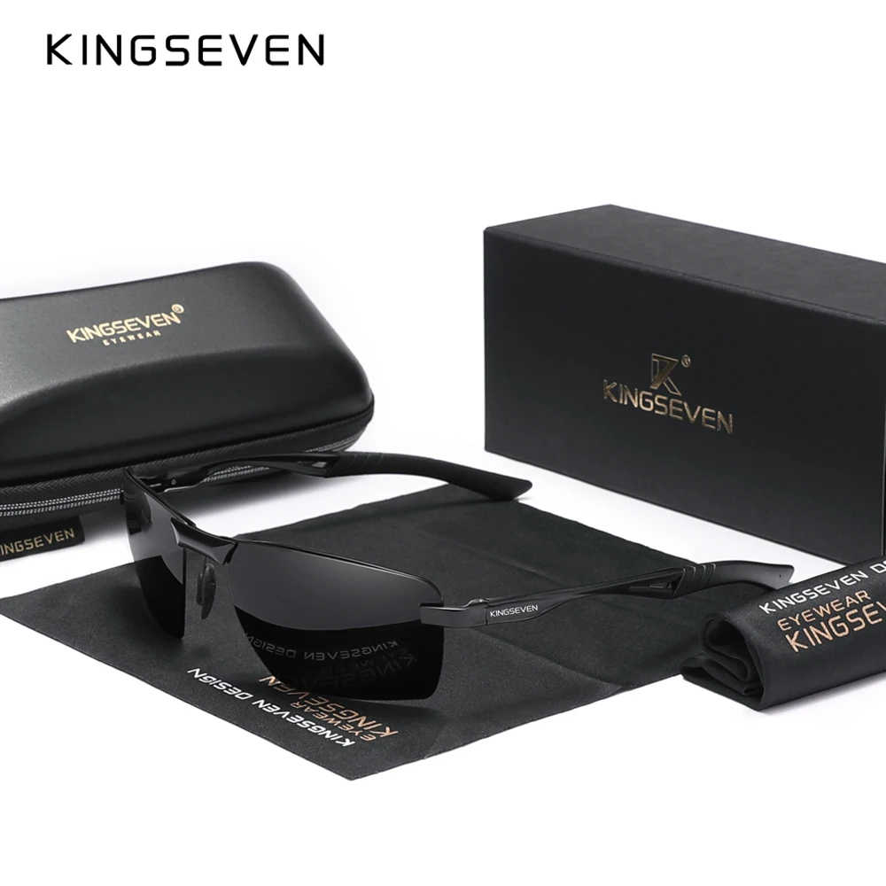 KINGSEVEN 2024 Fsahion Men's  Sunglasses Aluminum Frame Polarized UV400 Sun Glasses Male Eyewear Driving Glasses 7241