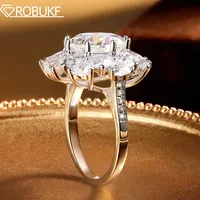 5 Carat D Color Moissanite Ring for Women 925 Sterling Silver Plated 18k White Gold Engagement Wedding Band Sparkling Jewelry