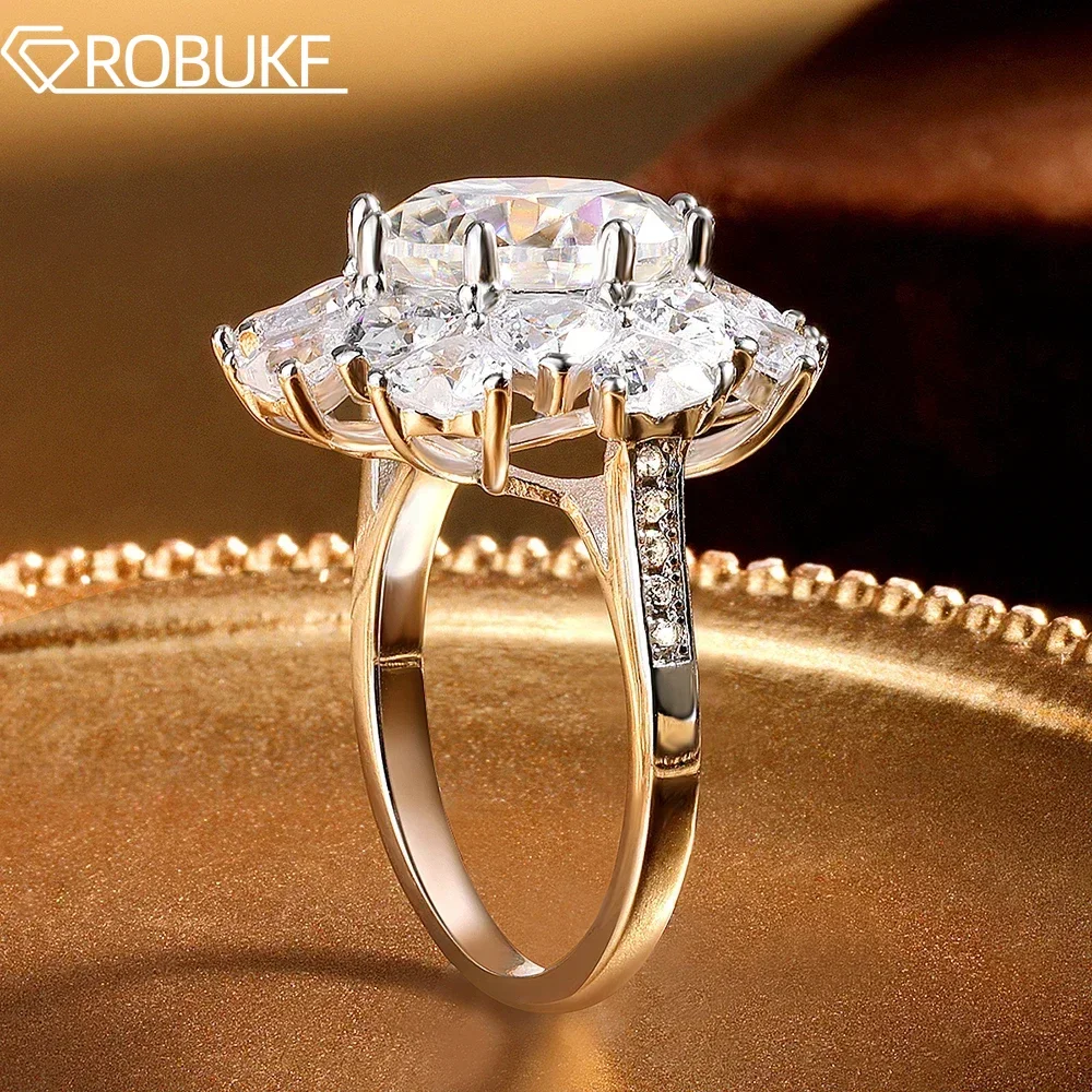 5-karatowy pierścionek z moissanitem w kolorze D dla kobiet 925 Sterling Silver Plated 18k White Gold Zaręczynowa obrączka Błyszcząca biżuteria