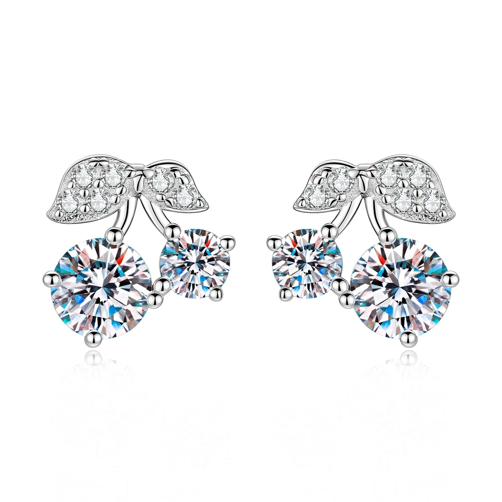 D Color VVS11CT Moissanite Earrings S925 Sterling Silver Little Cherry Earring For Women Birthday Party Jewelry Gif