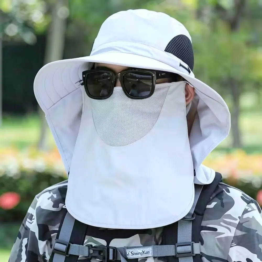 Fishing Hat For Men Women Sun Protection Wide Brim Cap With Neck Flap And Face Mask Outdoor Hiking Camping Accessory