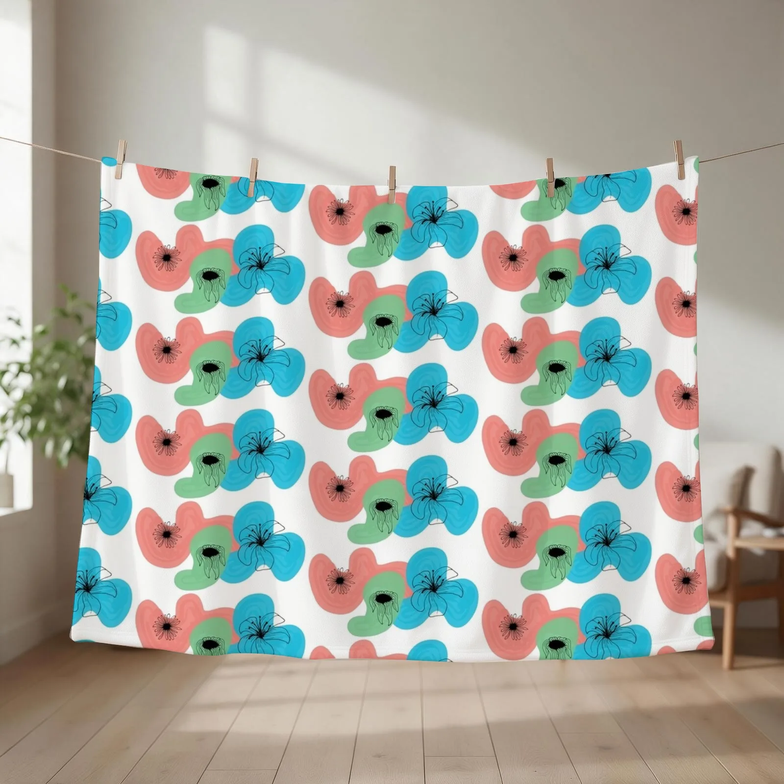 Power Puff Flowers Throw Blanket Bed linens Cute anime valentine gift ideas Blankets