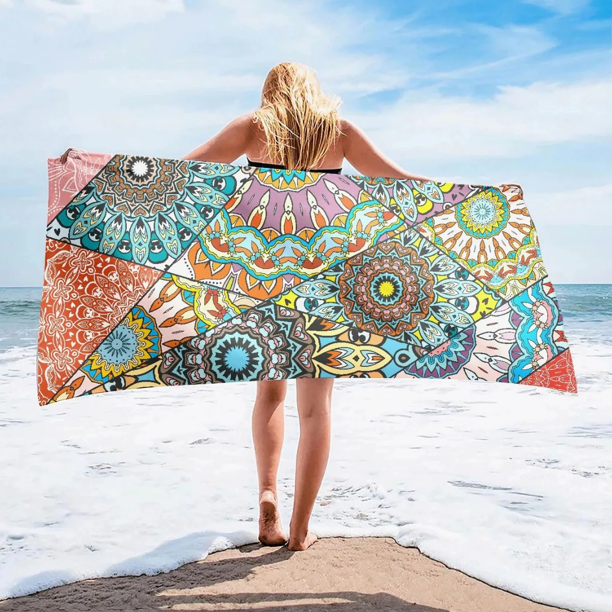 

Microfiber Digital Printed Beach Towel Household Bathroom Products Soft Bath Towel Absorbent Non-stick Sand Rectangular Shawl