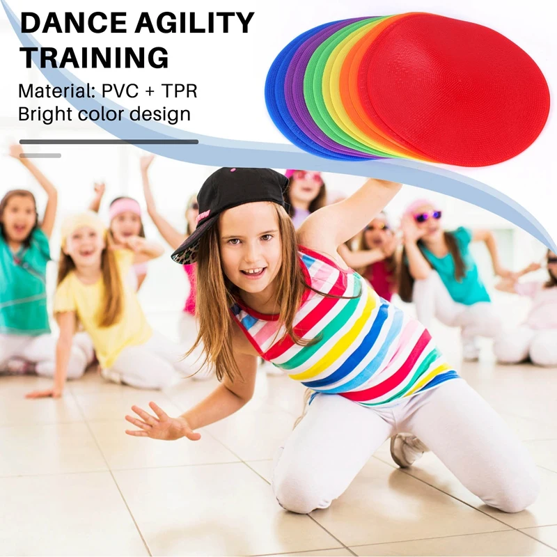 12Pcs Colored Spot Marker Non-Slip Agility Markers Flat Cones Dots For Football Basketball Training Dance Practice