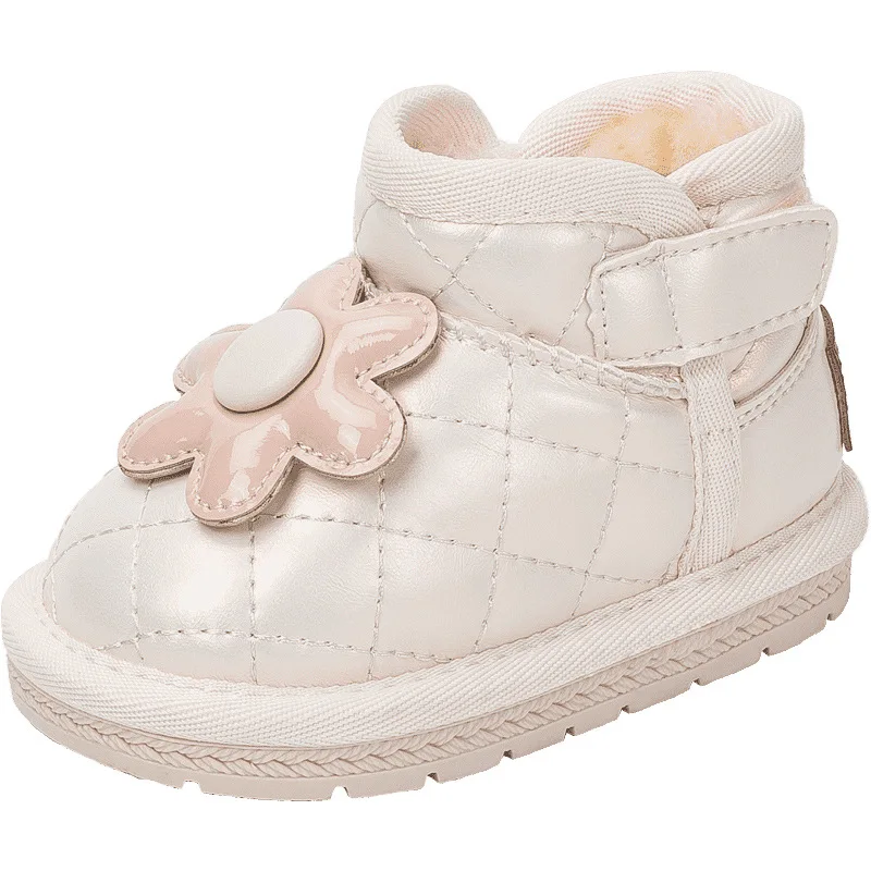 Zapatos de princesa para bebé y niña, botas de nieve de gamuza cálidas para invierno, zapatos antideslizantes de suela suave para caminar