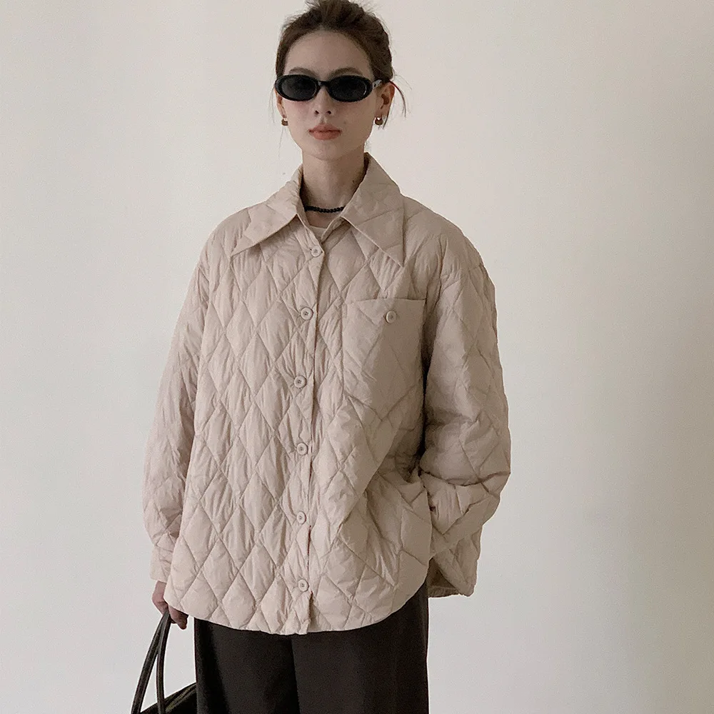 2025 outono/inverno jaqueta feminina para deslocamento camisa casual 90 jaqueta de pato branco