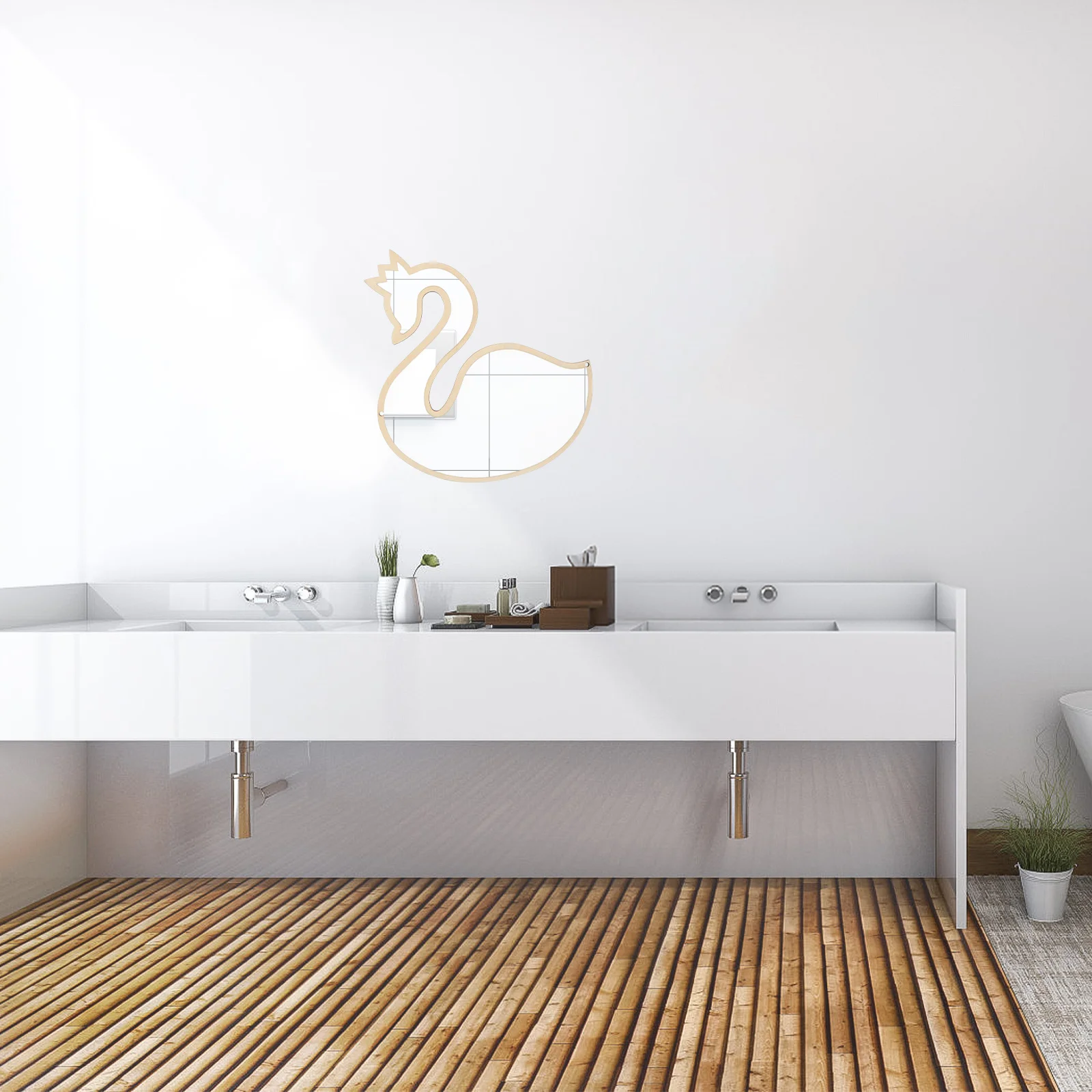 

Clear Mirror Shower Acrylic Hanging Household Makeup Supplies Bathroom Lightweight