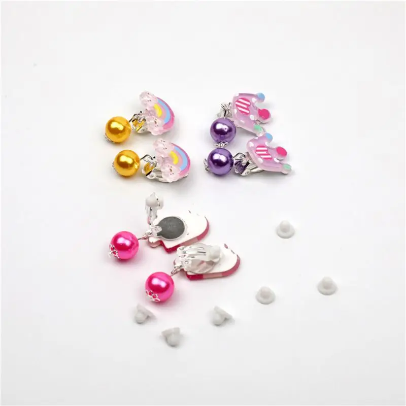 7 Pairs Clip on Earrings Girls No Pierced Design Earrings Dress up Princess Pain-resistant for Play Jewelry for Little