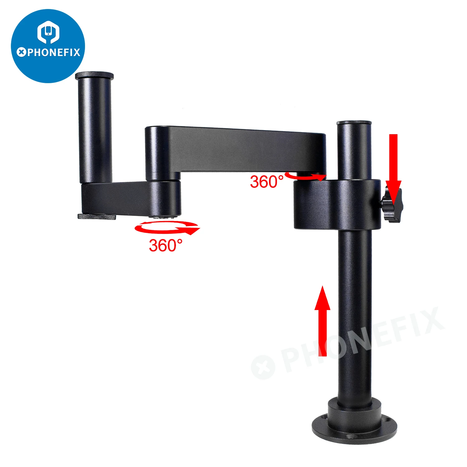 Adjustable Articulating Arm Microscope Bracket 50/76mm Ring Holder Monocular Lens Video Camera Extended Folding Stand Rotatable