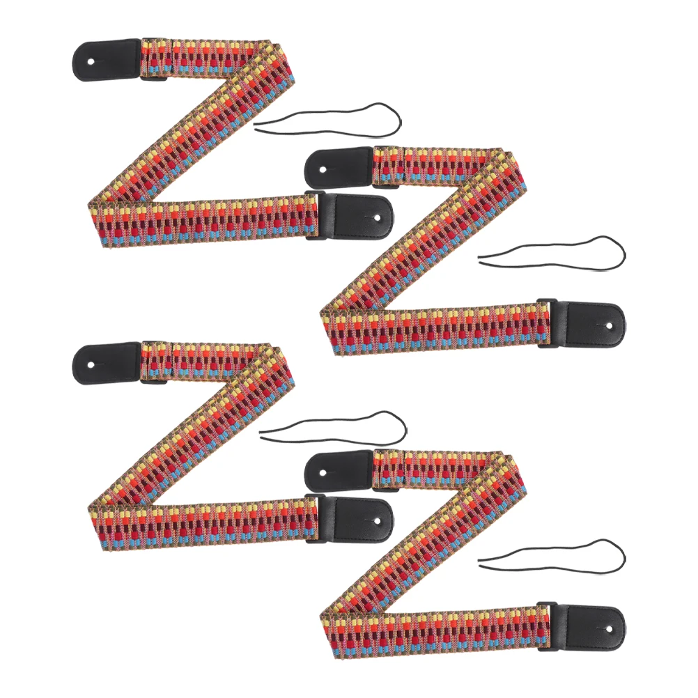 

4pcs Woven Ukulele Strap Adjustable Bohemian Cotton Shoulder Belt Guitar Accessory For Ukulele Banjo Instrument Sling Guitar