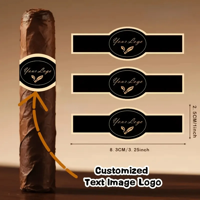 Custom Long Cigar Stickers Removable Adhesive Multi Color Labels for Wedding Favors & Father's Day Gifts