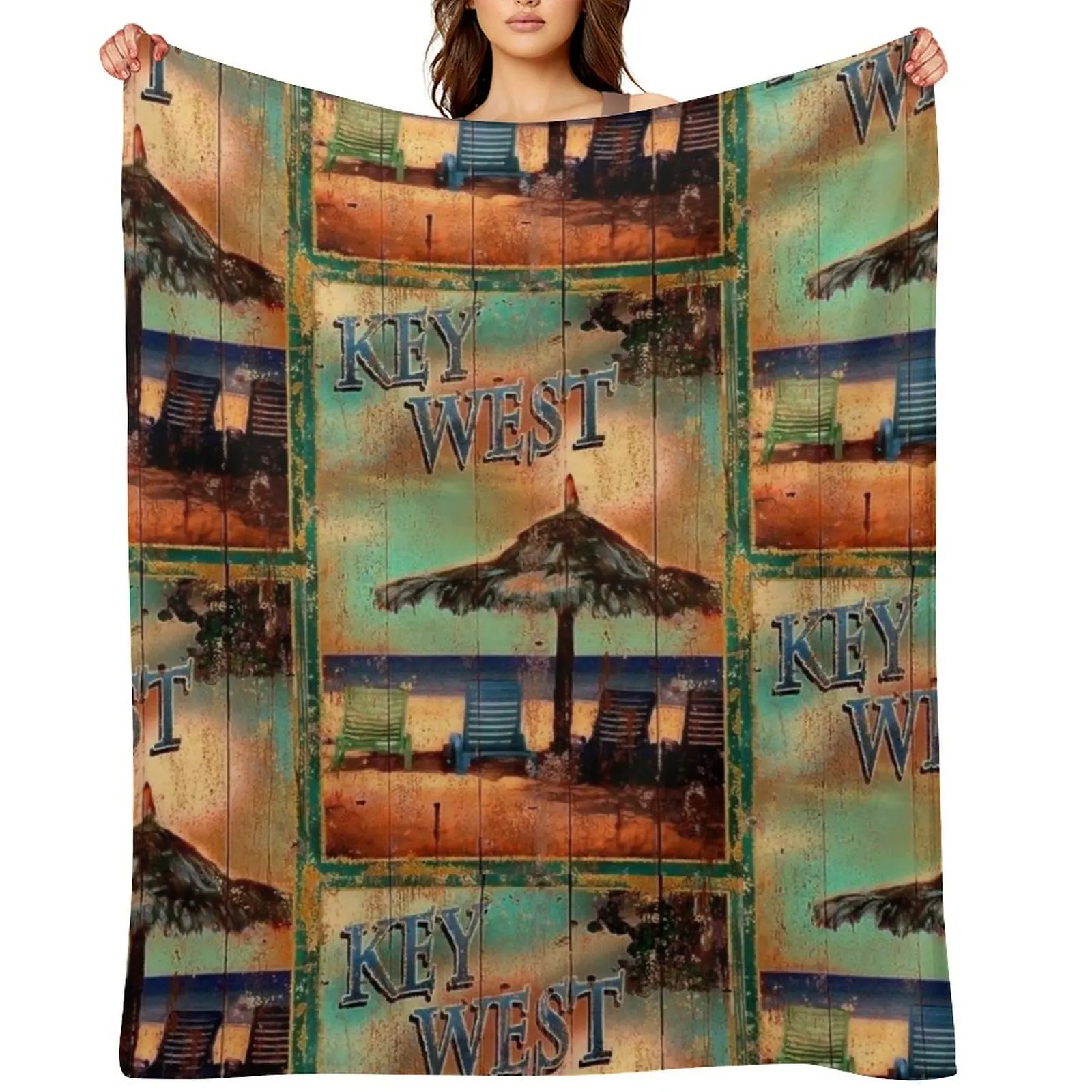 

KEY WEST FLORIDA VINTAGE SIGN Throw Blanket Multi-Purpose Blankets Sofas Of Decoration For Sofa Thin Summer Blankets