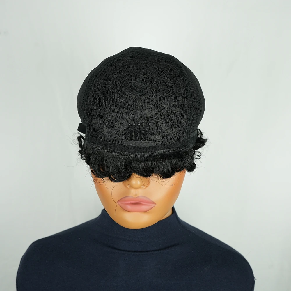 البيض الضفيرة عابث قطع شعر مستعار شعر الإنسان كامل آلة صنع شعر مستعار البرازيلي قصيرة عابث بوب قطع خصلات الشعر المستعار الإنسان شعر مستعار قصير أسود طبيعي #6