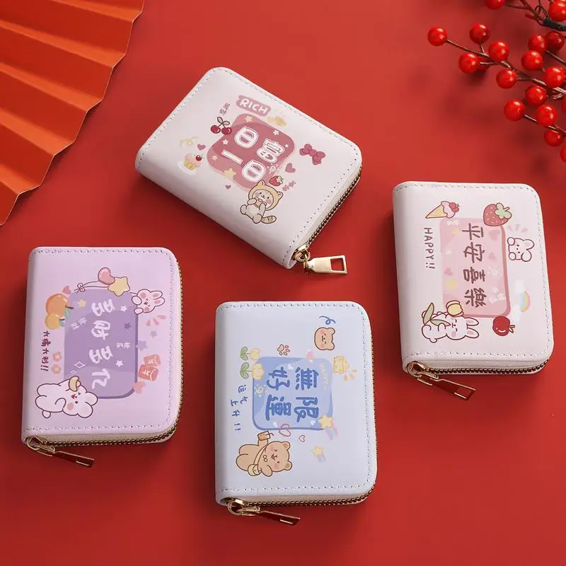 Cute Large Capacity Compact Cartoon Card Holder Women's ID Card Wallet Driver's License Card Case Multi-Slot Coin Purse