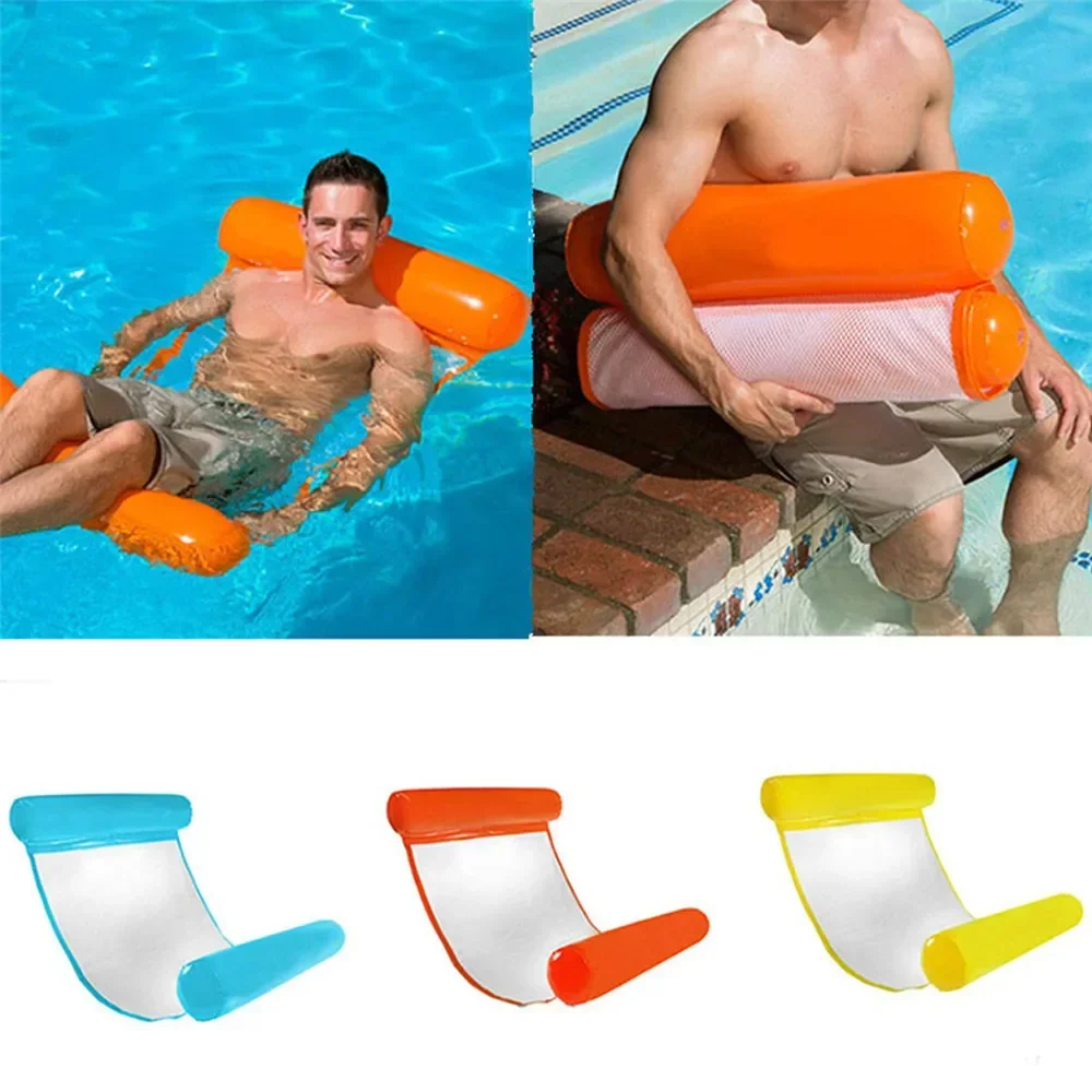 130x73cm Inflatable Floating Water Hammock Air Mattress Swimming Hammock Boat Pool Chair Summer Seat Lounge Bed Max Load 200kg