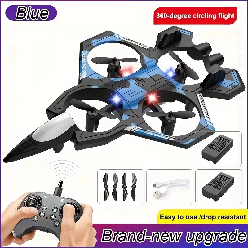 2026 New Upgrade Durable Quadcopter Drone Remote Control One-Button Takeoff Landing Stunt 360° Flip Pressure Altitude Hover Cool Lights Beginner Friendly Smart Flying Device Foam Remote Control Plane Ideal Outdoor Camping Gift for Halloween Christmas Than