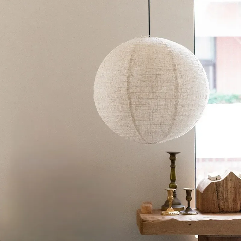 Japanese Style Noguchi Isamu Ball Chandelier Vintage Wabi Sabi Folding Lantern Shade Lamps for Restaurant Pendant Lamp