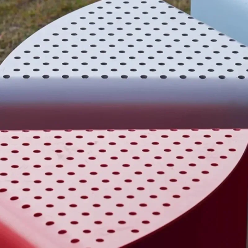 New Outdoor Garden Chairs Dopamine Tone Patio Seat Perforated Breathable Lawn Stool Yard Leisure Thick Solid Metal Outdoor