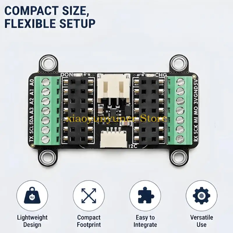 P9JB Display Module Accessory Board for Small Controller Builds with Screw Clamp Access, I2C Area, and Corner Mount Holes for