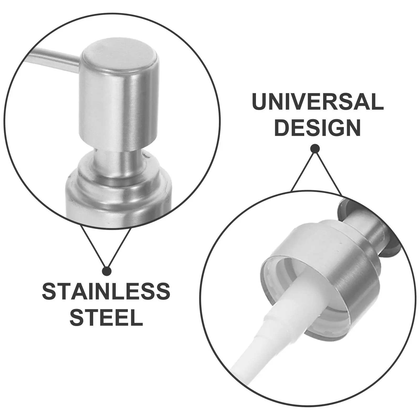 4Pcs Soap Dispenser Pump Replacement Stainless Steel Rustproof Hand Soap Pump Head for Kitchen Bathroom Glass Bottle