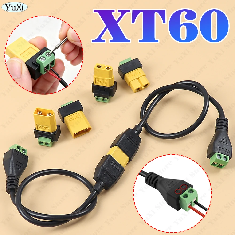 1-10Pcs XT60 Connector Terminal Adapter XT60 To 2Pin Adapter Cord Male Female Solderless Converter Plugs DIY Solar Panels Drone