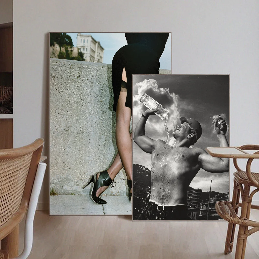 Helmut Newton التصوير الفوتوغرافي ملصقات خمر ، ديكور غرفة خمر لزجة ، مقهى بار منزلي