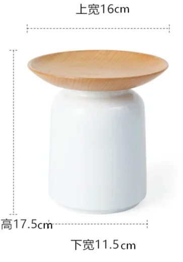 White Ceramic Jar Round Shape Wood Dried Fruit Plate Multi-function Storage Storage Tray Snack Tray Decorative Jar with Lid