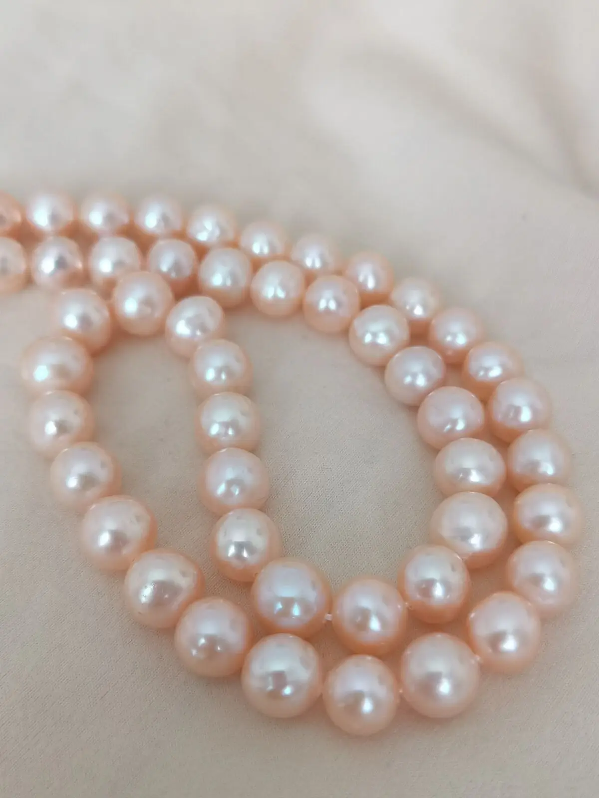 Real Photo 18“ AAAA++ Japanese Akoya 9-10mm Pink Pearl Necklace 14K Yellow Gold clasp