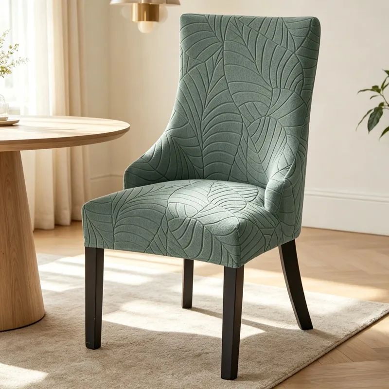 1/2/4pcs Washable Jacquard Chair Cover Curved Integrated Dining Office Chair Cover High Sloping Armchair Case Banquet Home Decor